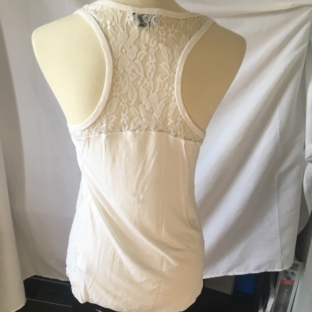 COPY - Bebe White Racerback Tank with Lace Back - EUC - Picture 3 of 4